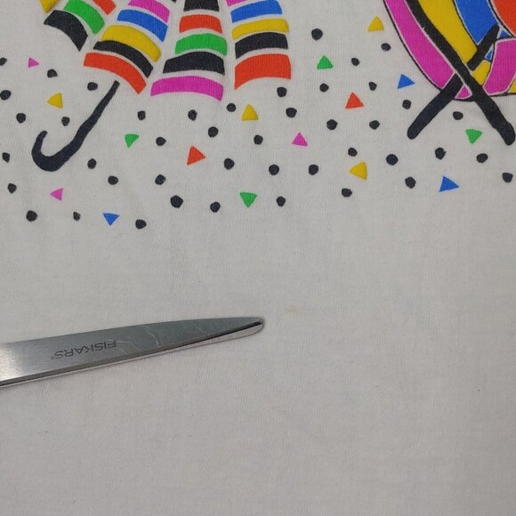 Vintage Single Stitch Beach XL T Shirt White Neon Puffy Graphic Sail Sun Palms - Picture 11 of 12